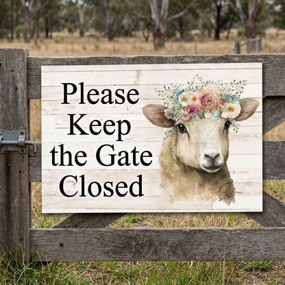 Please Keep the Gate Closed sheep sign