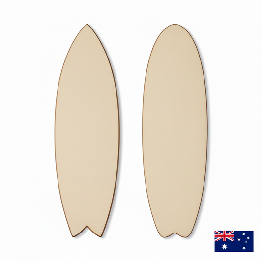 Pointed and rounded surfboard shapes with Australian flag