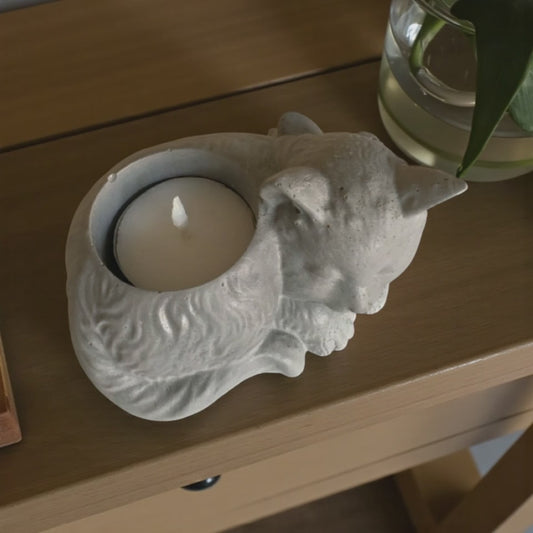 Planter Pot Candle Holder Cat Kitty Aussie Handmade Concrete