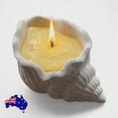 Pure Beeswax Shell Candle Set of 2 Coastal Aussie Handmade
