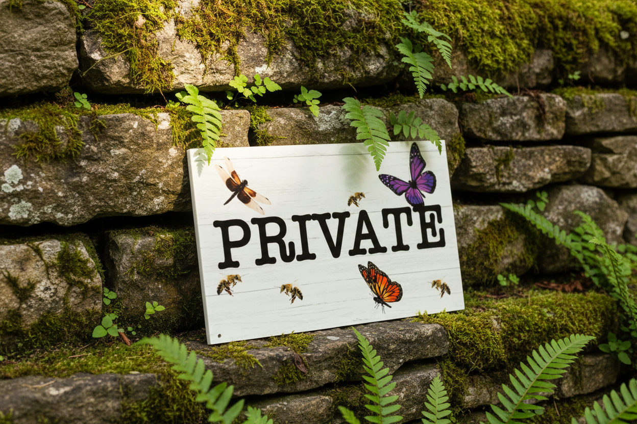 Private Sign - Stone Wall