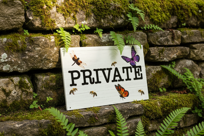 Private Sign - Stone Wall