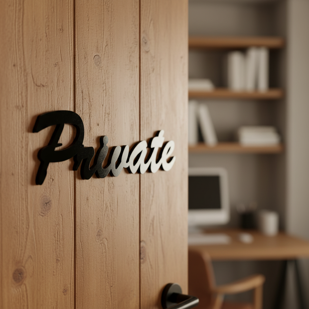 Private Sign Timber Door Home Office Farmhouse