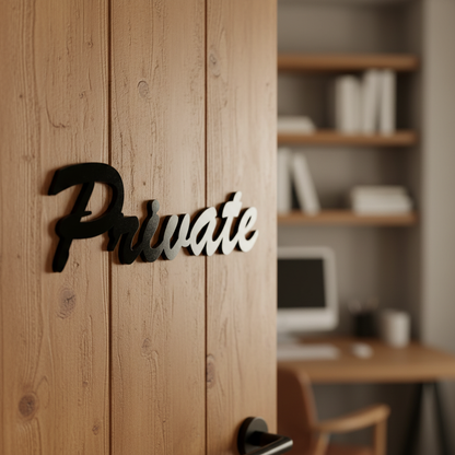 Private Sign Timber Door Home Office Farmhouse