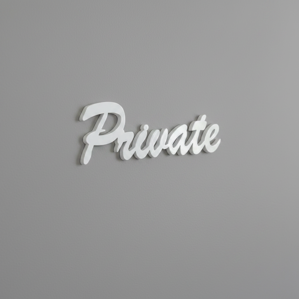 Private Sign White on Flat Grey Wall