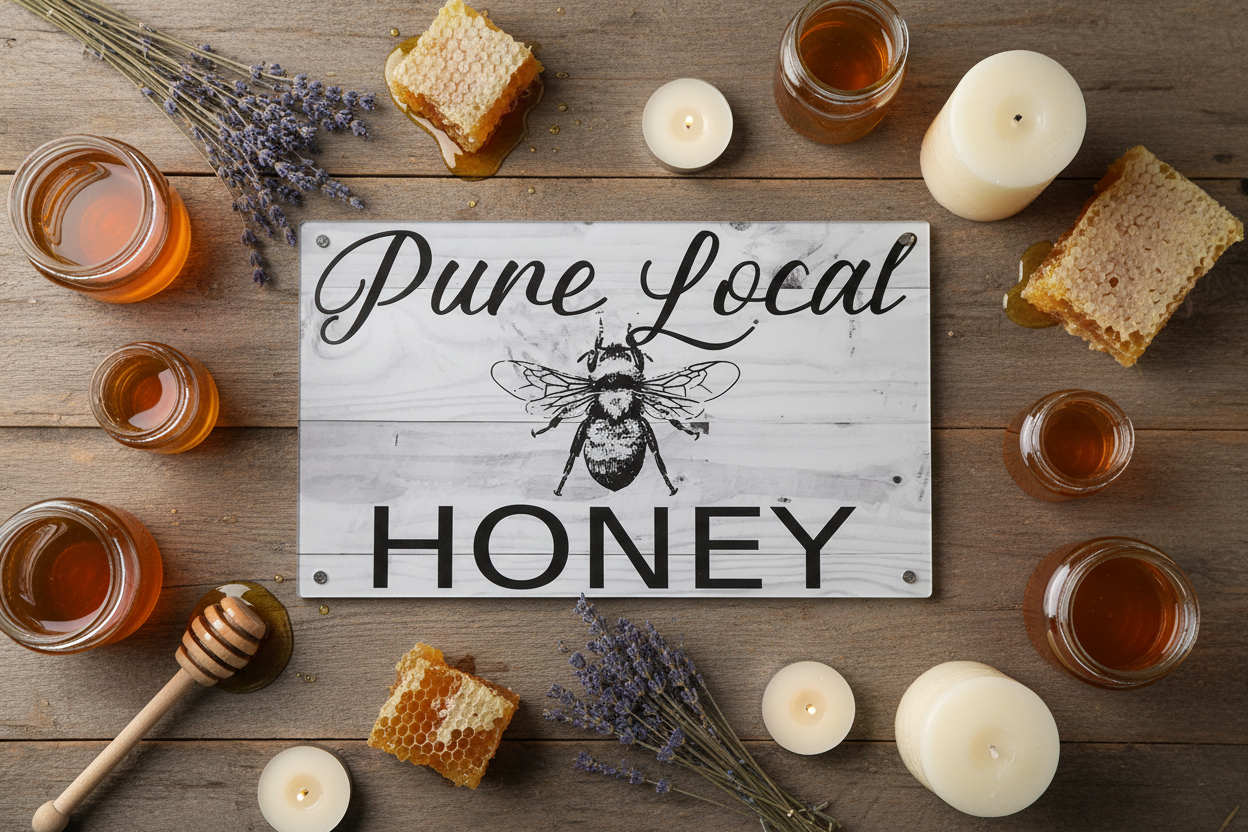 Pure Local Honey - Flat Lay