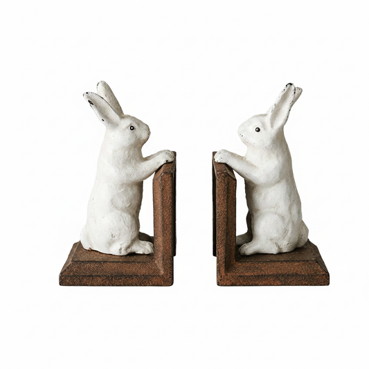 Rabbit Bookends White BG - Pair
