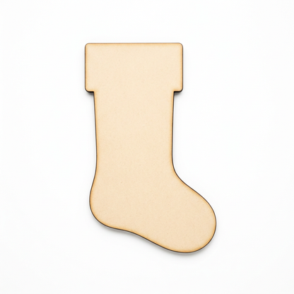 Raw MDF Christmas stocking craft shape on white