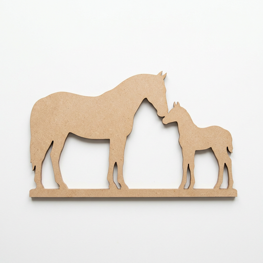 Raw MDF mare and foal concept