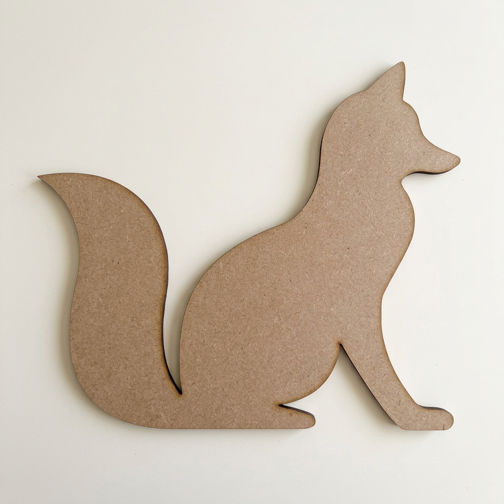 Raw MDF sitting fox on a plain table