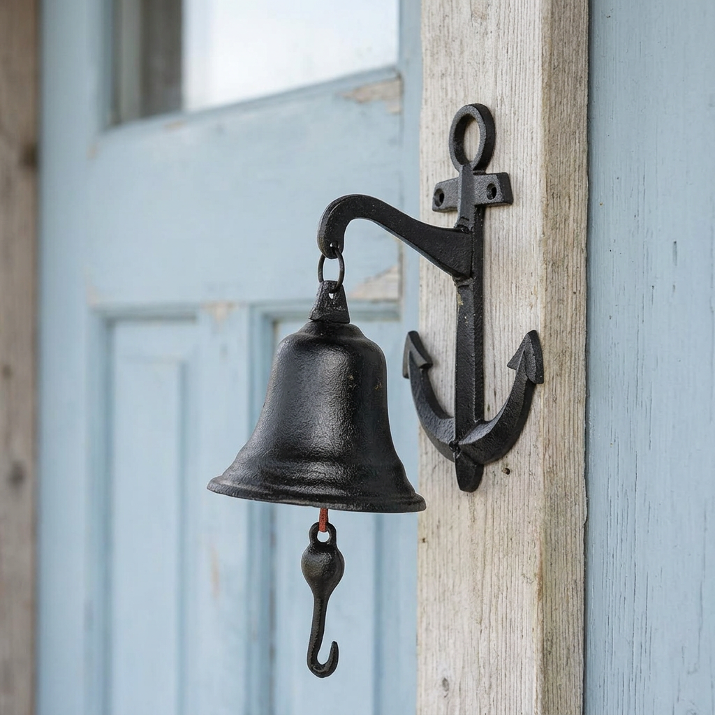 Replacement anchor doorbell in a simple coastal cottage setting