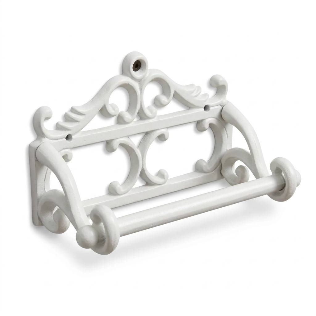 Replacement white-background French White toilet roll holder
