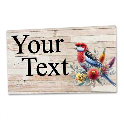 Revised landscape rosella sign on a white square canvas
