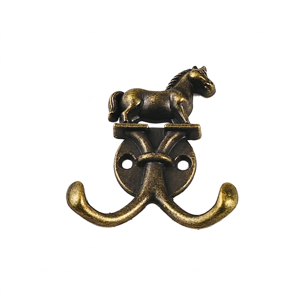 Revised white-background horse double wall hook based on the supplied product photo