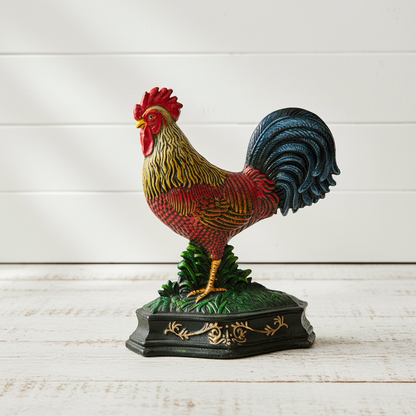 Rooster Doorstop — shiplap entryway lifestyle