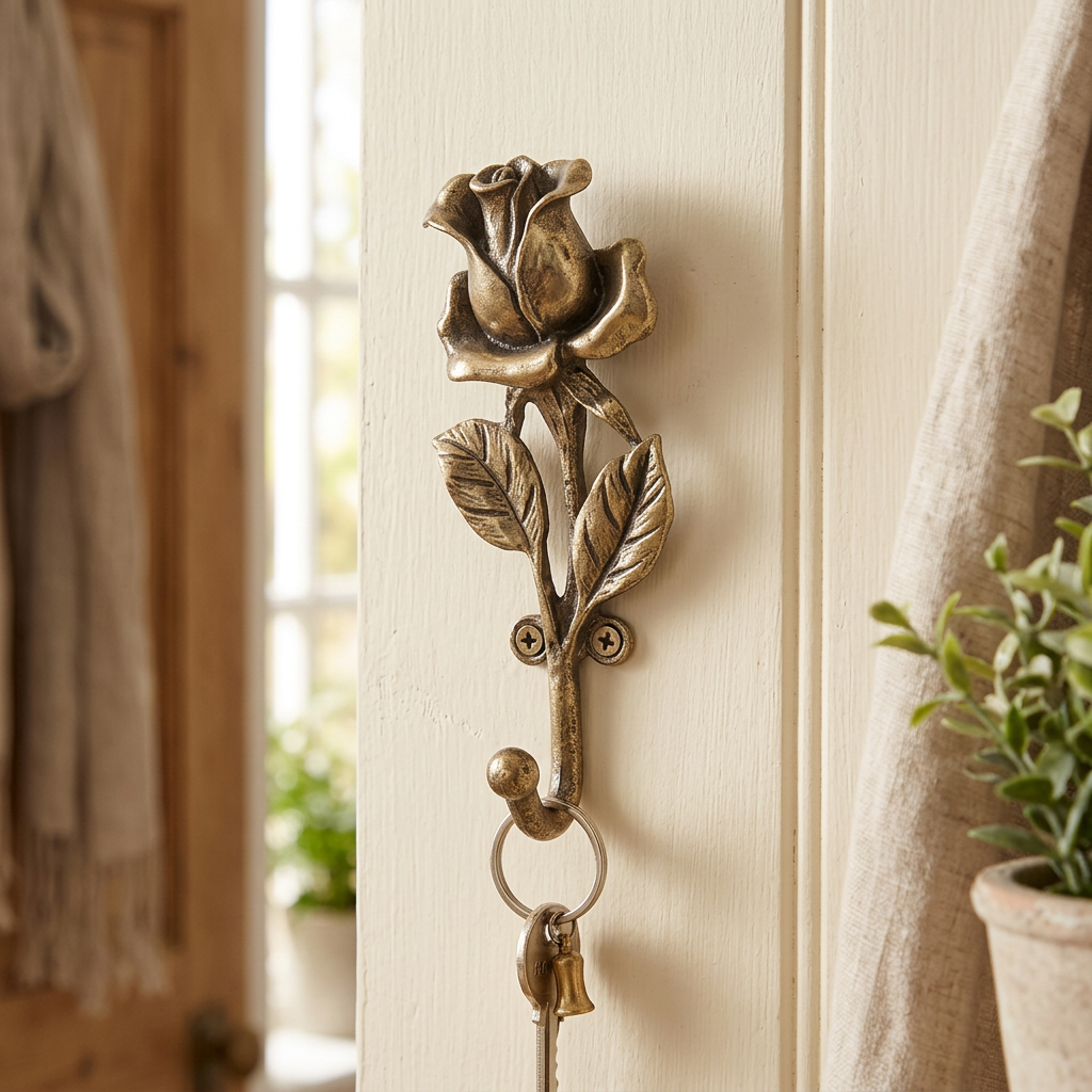 Rosebud wall hook in an entryway
