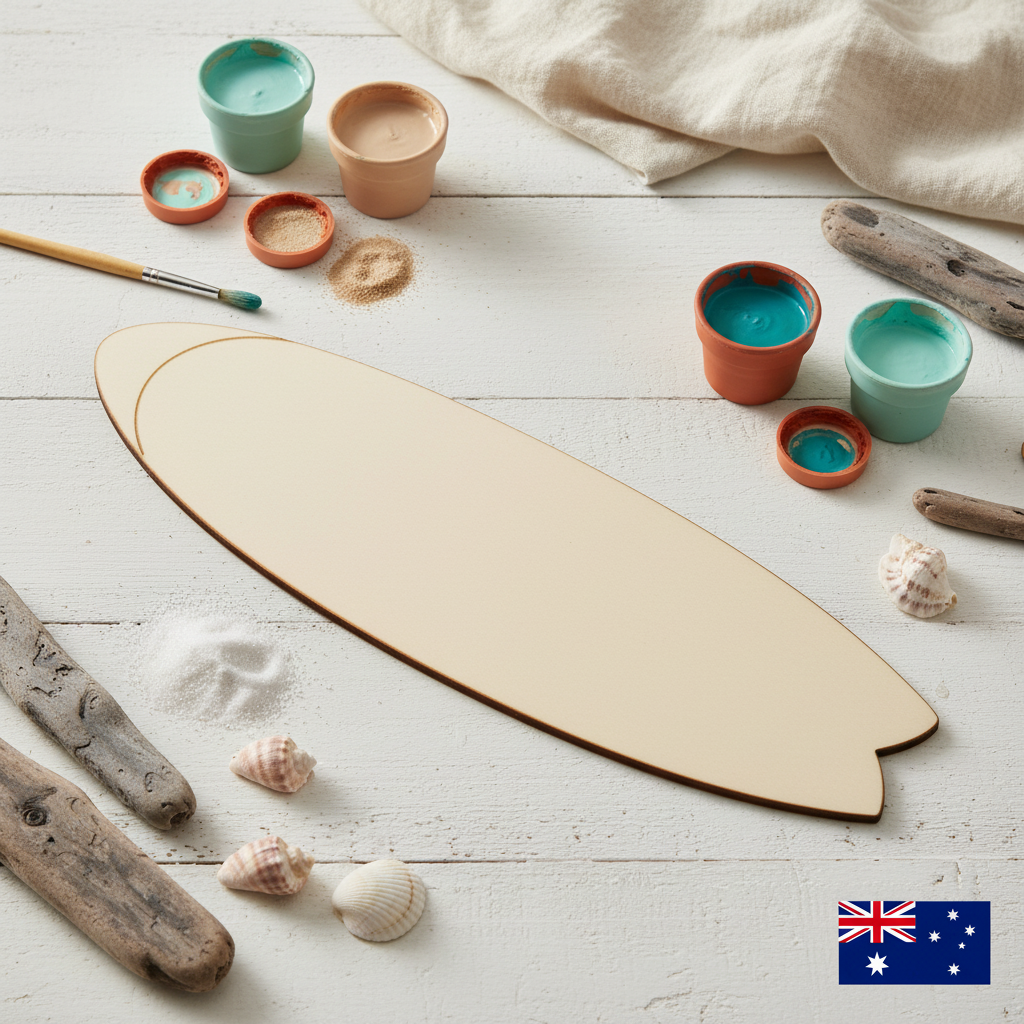 Rounded MDF surfboard coastal lifestyle image