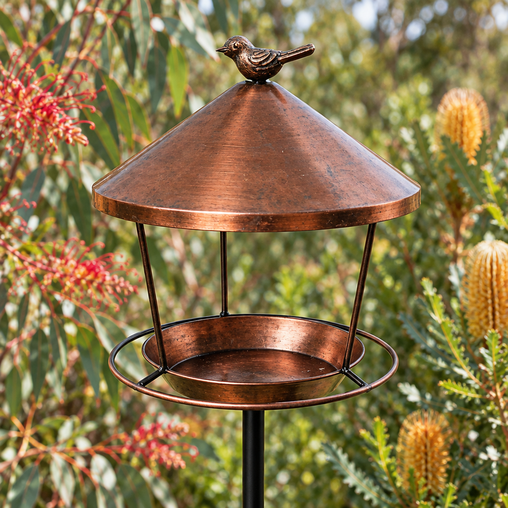 Rustic bird feeder close-up in an Australian native garden