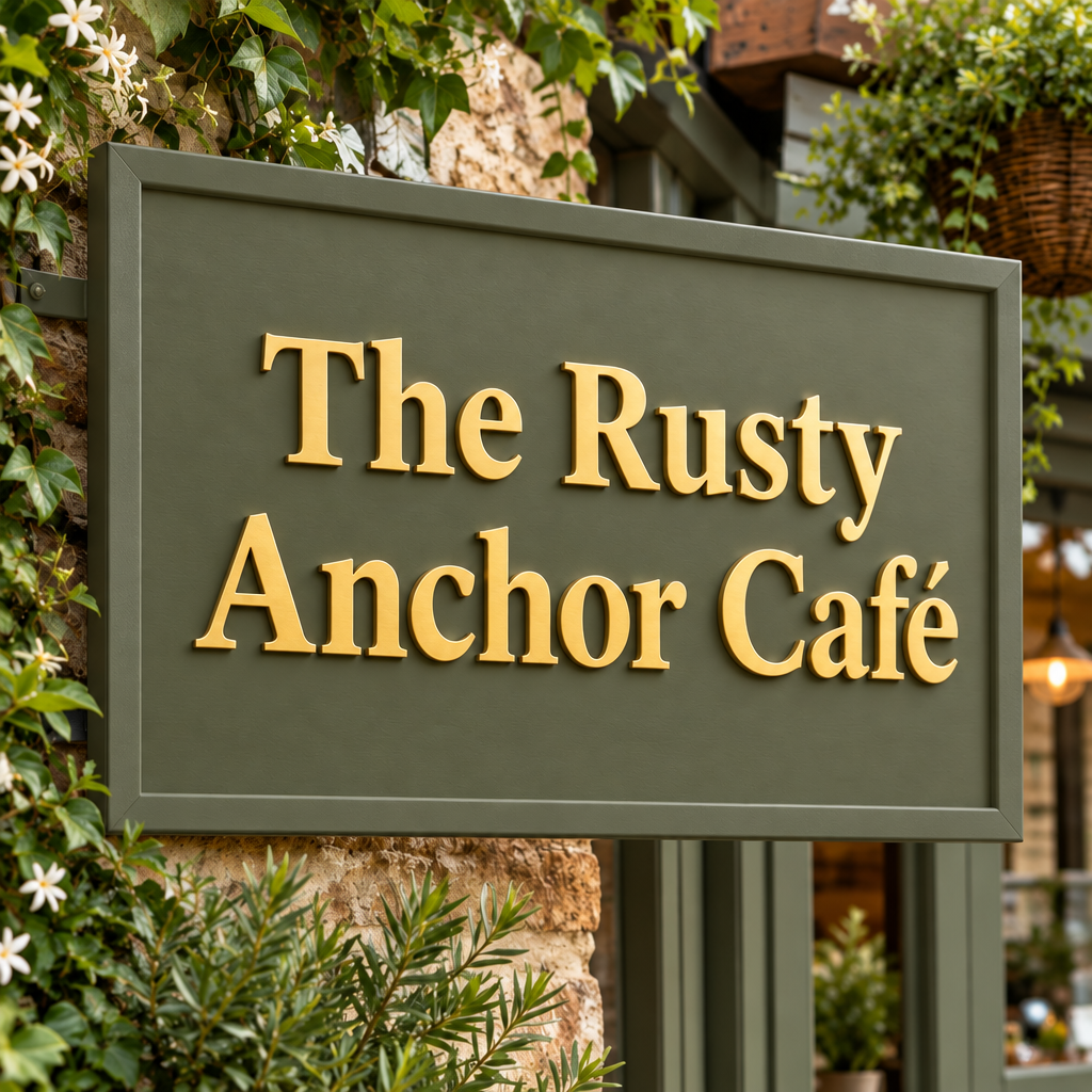 Rusty Anchor Café matching olive border
