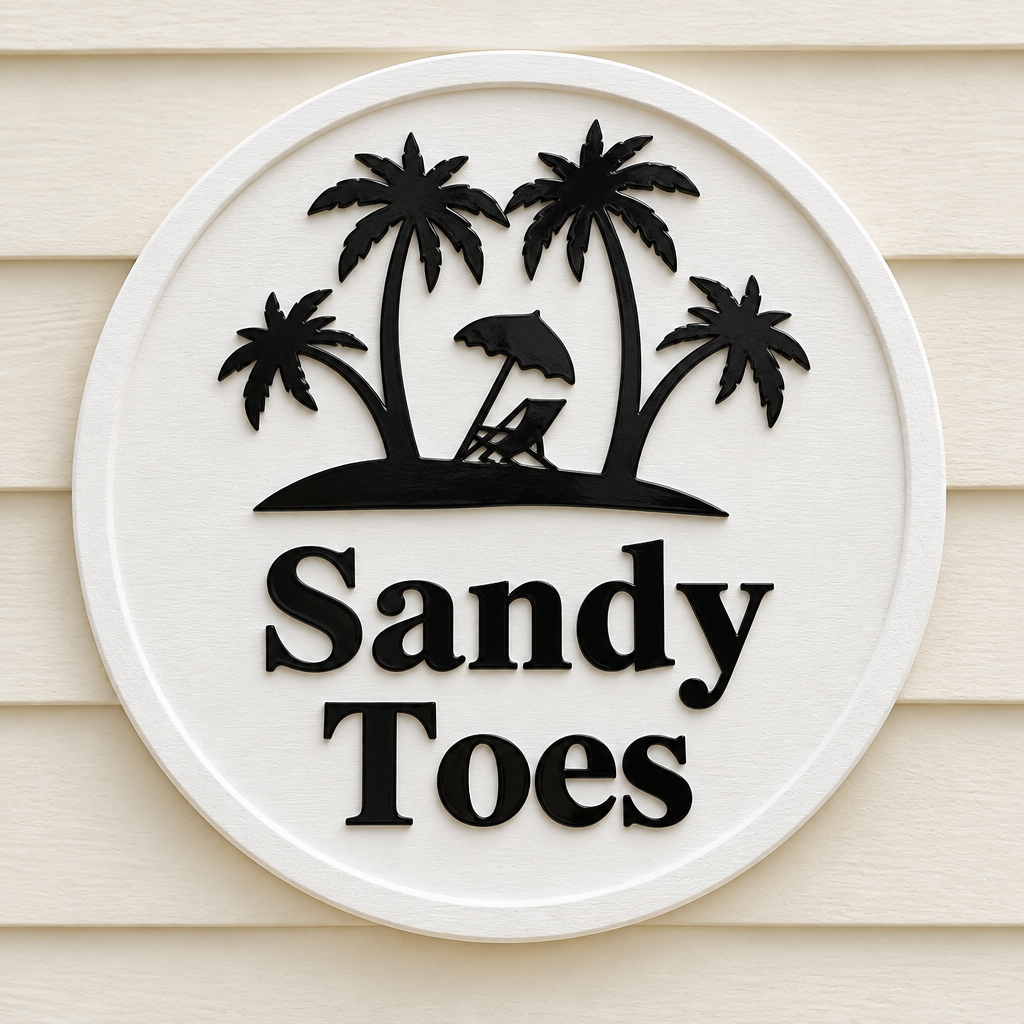Sandy Toes tropical scene sign preview