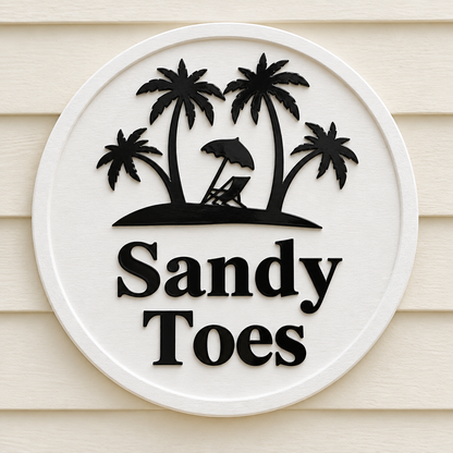 Sandy Toes tropical scene sign preview