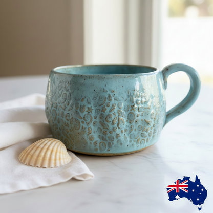 Seashells Light Blue Mug Close-up 2
