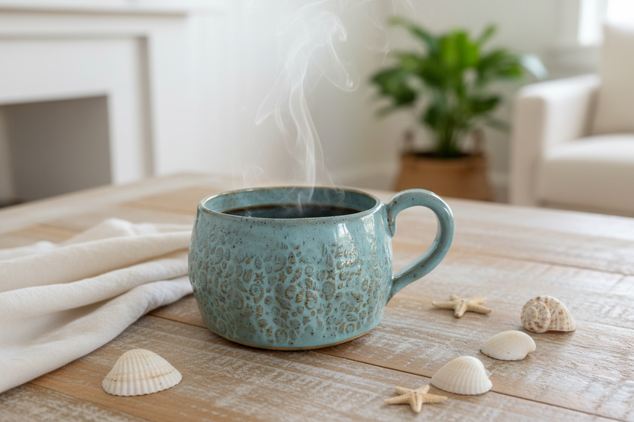 Seashells Light Blue Mug Lifestyle 1