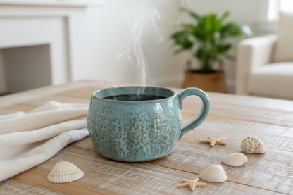 Seashells Light Blue Mug Lifestyle 1