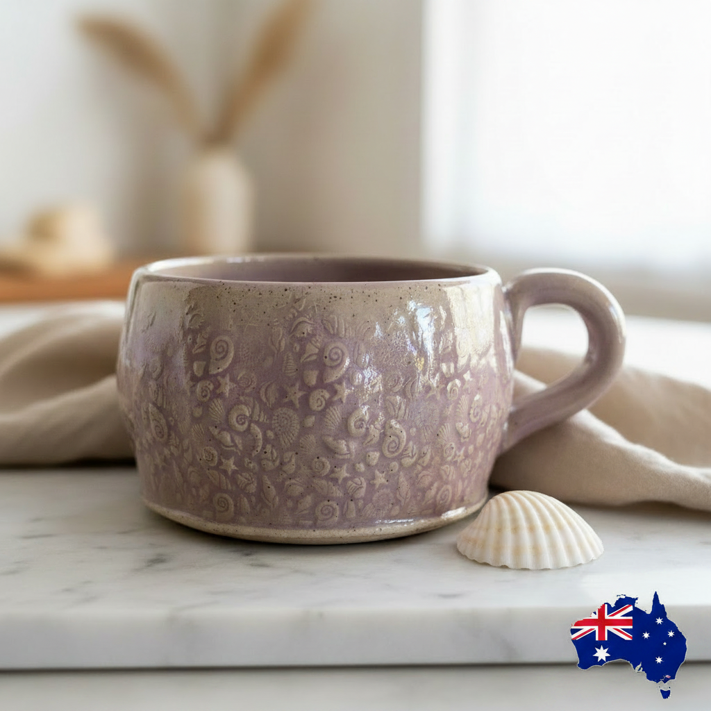 Seashells Purple Mug Close-up 1