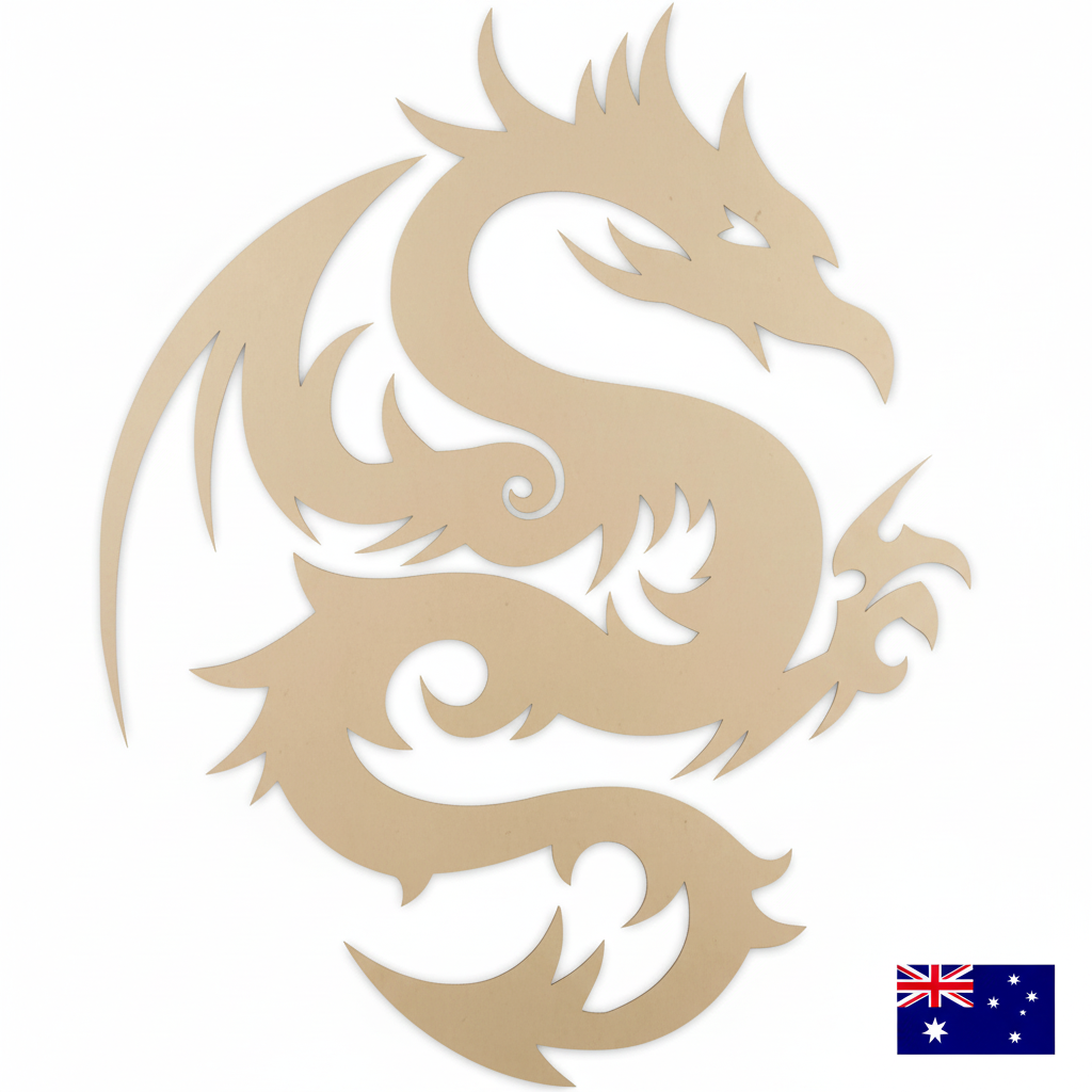 Serpentine Dragon MDF shape with Australian flag