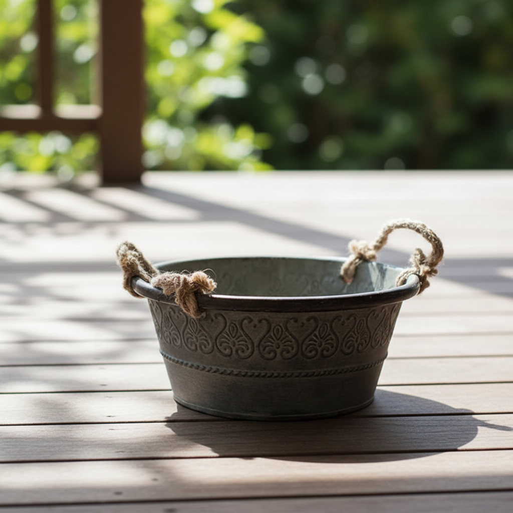 Shaded verandah lifestyle — Vintage Galvanised Planter