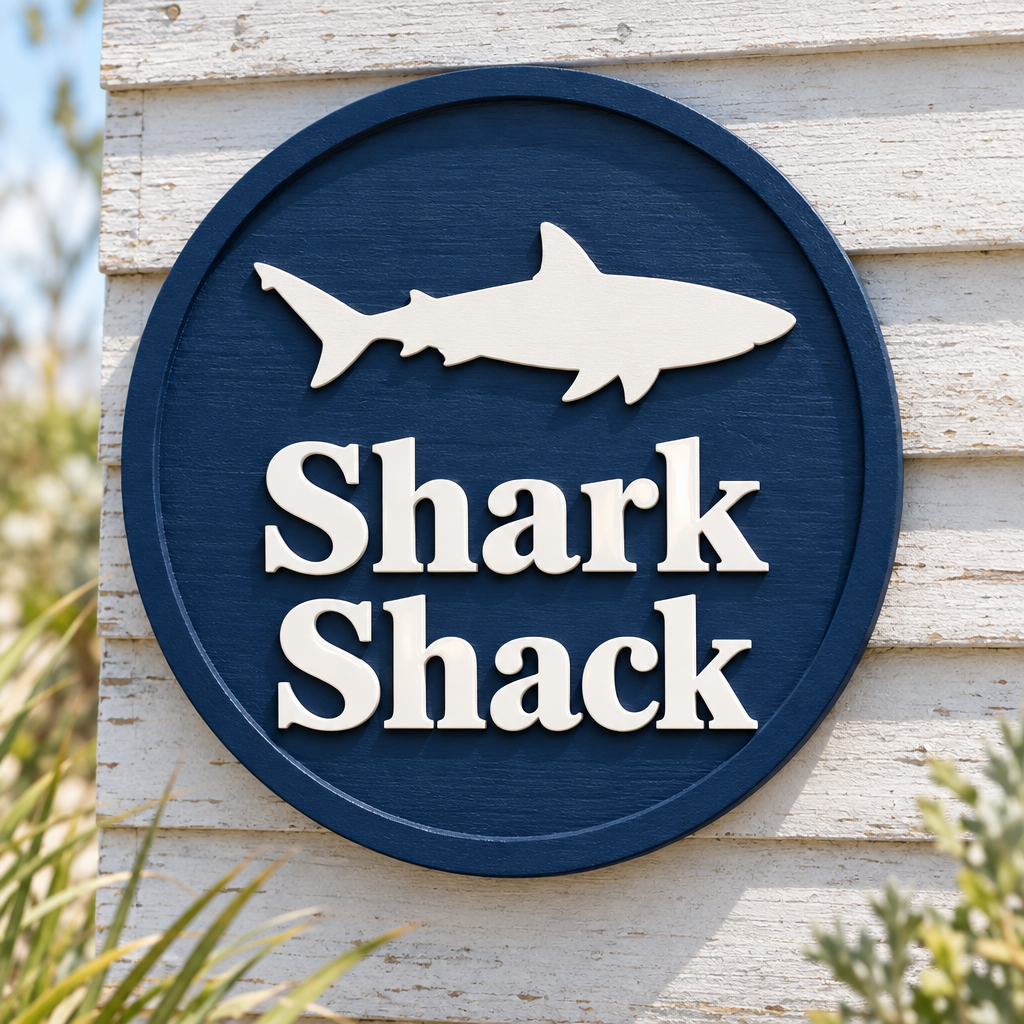 Shark Shack round coastal sign preview
