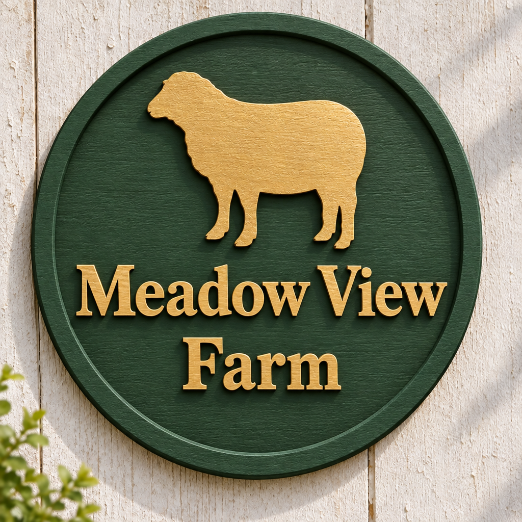 Sheep sign with a raised circular border