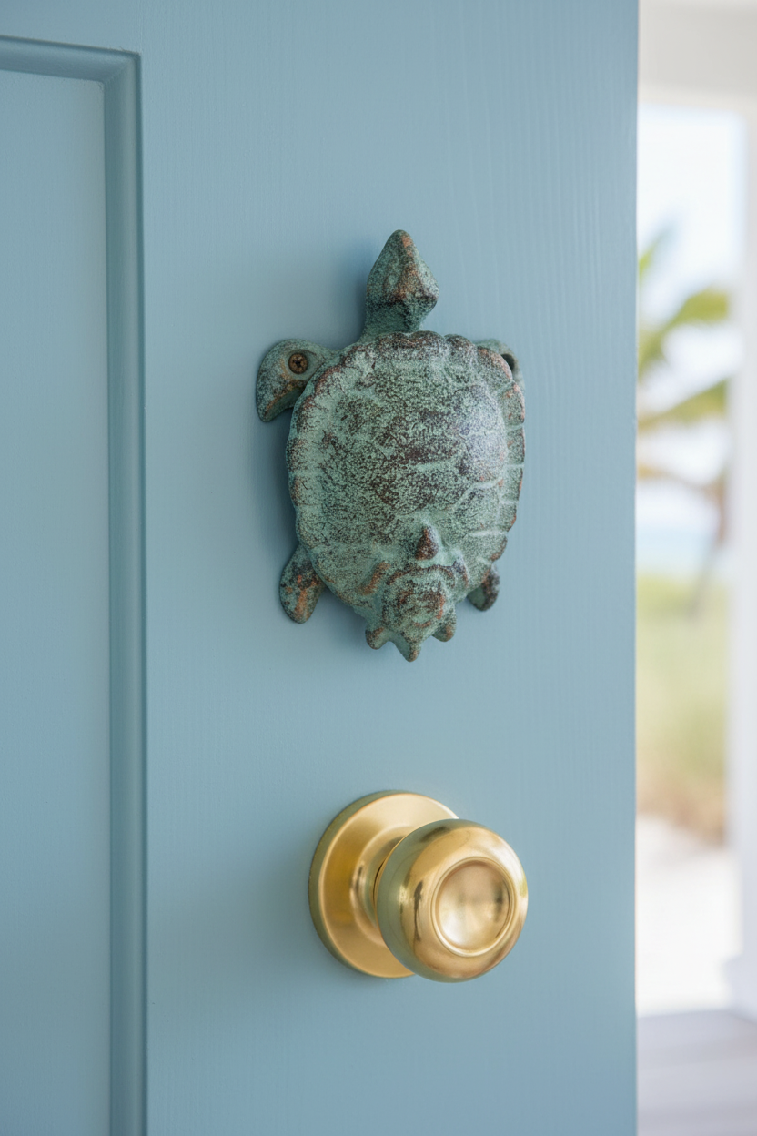 Turtle Door Knocker Cast Iron - Beach House Coastal Vintage Door Hardware