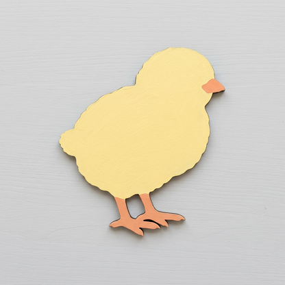 Simply painted yellow MDF fluffy chick
