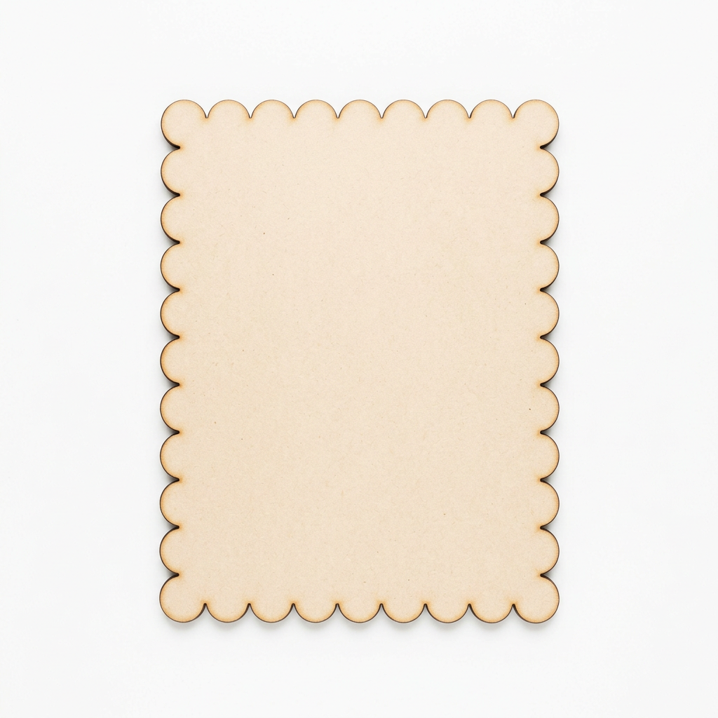 Single plain MDF scalloped rectangle panel