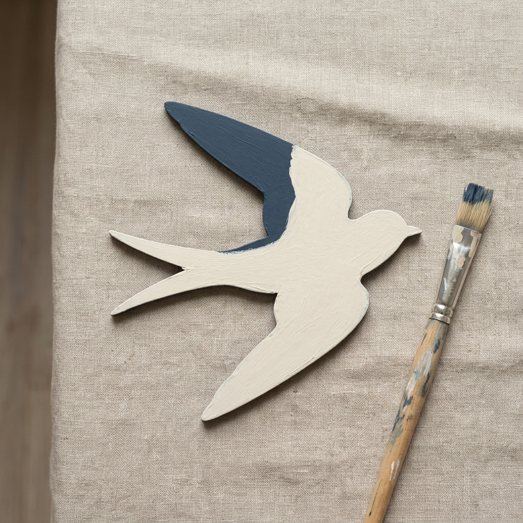 Soaring swallow painted navy and cream