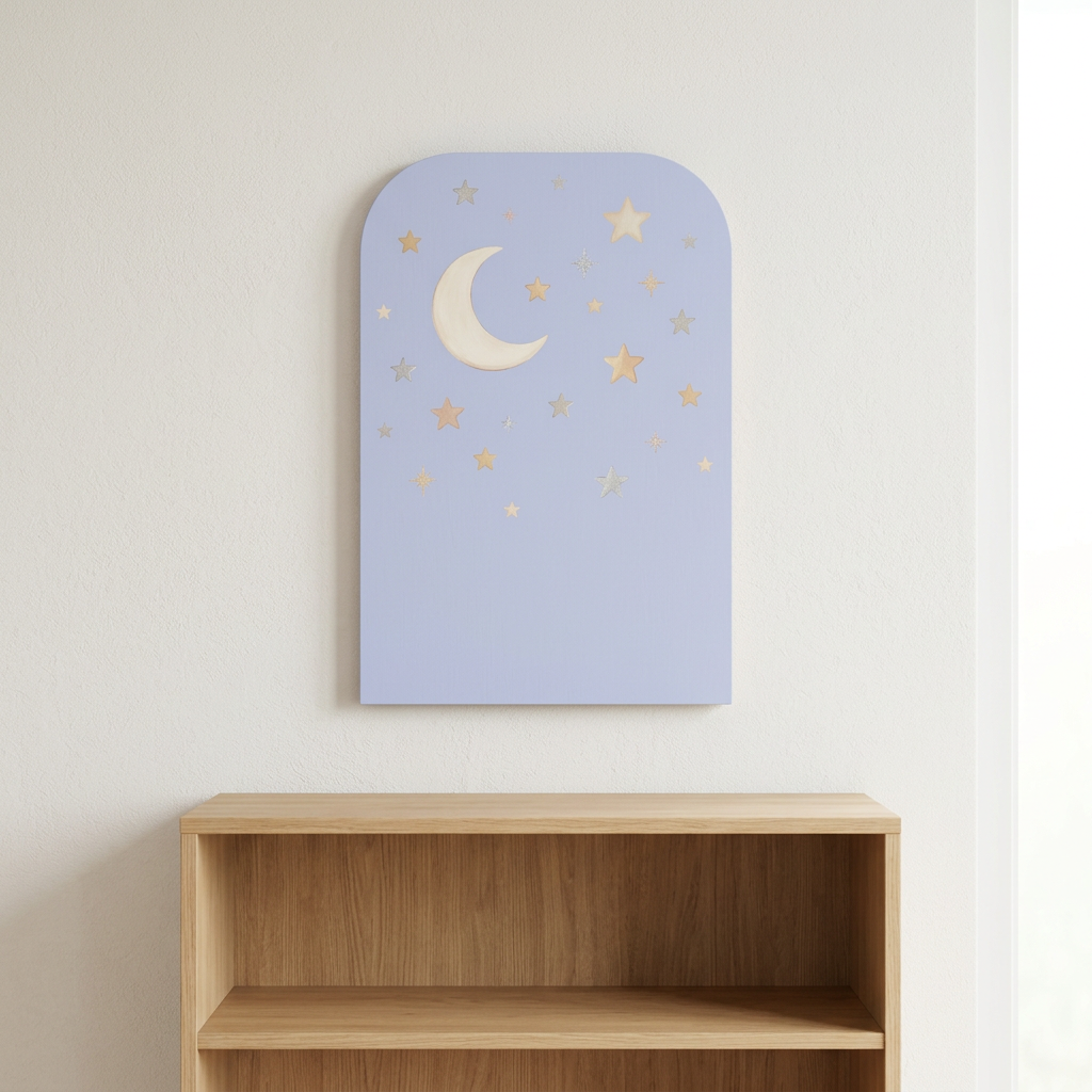 Soft-corner panel with painted moon and stars