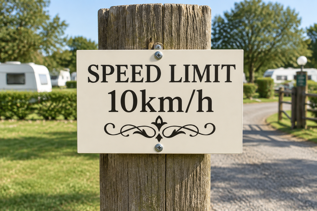 Speed Limit 10km/h — caravan park entrance