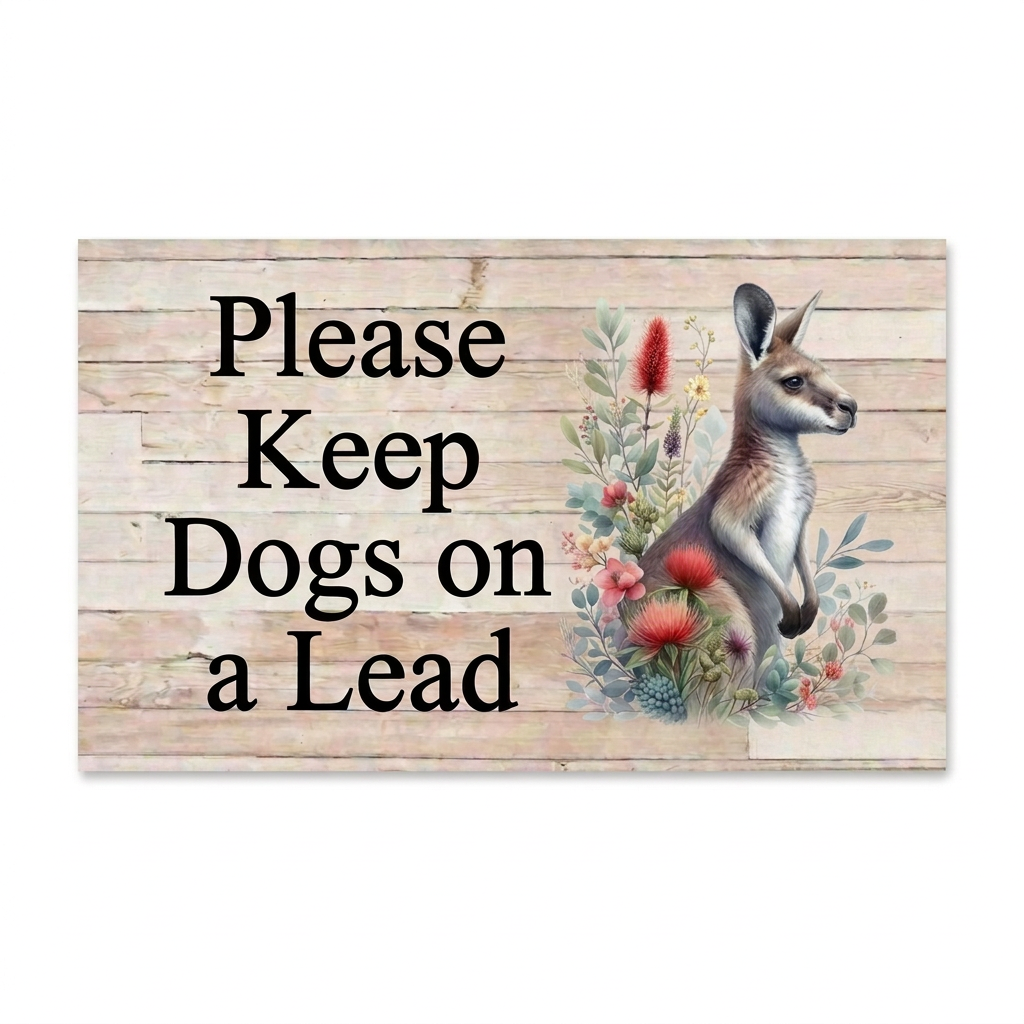 Square-corner kangaroo sign on white