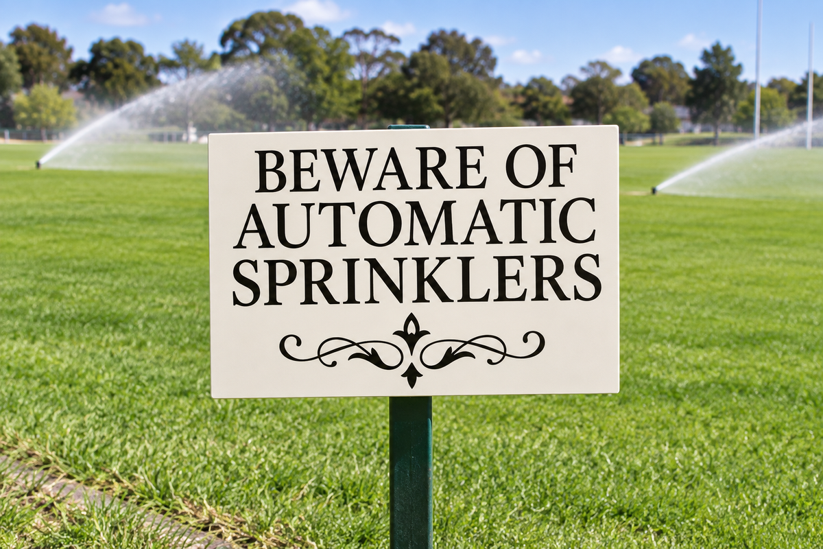 Stake at edge of sports oval/park lawn