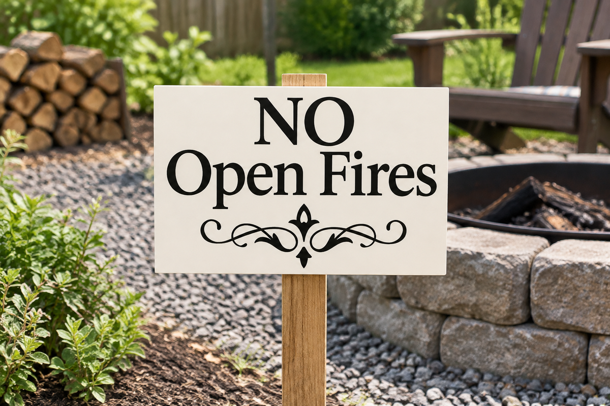 Stake near backyard fire pit area