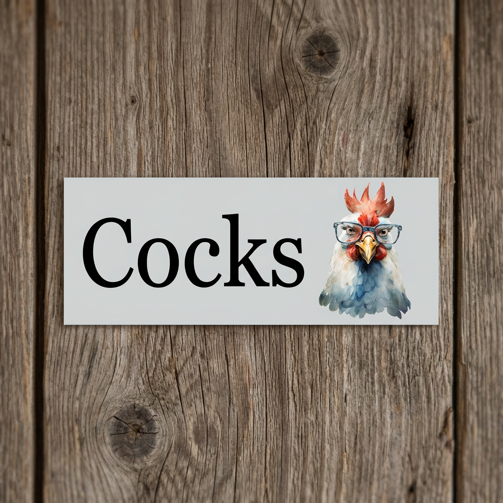 Straight-on Cocks sign on a timber door