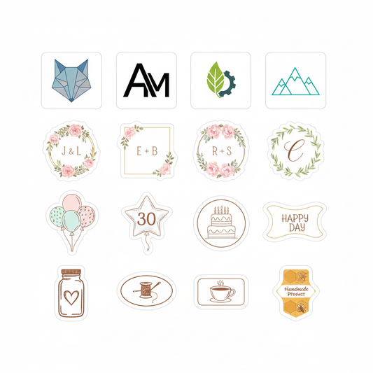Straight-on mixed sticker catalogue