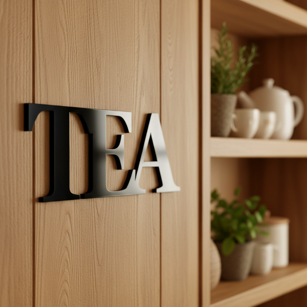 TEA Sign Black on Timber Wall Farmhouse