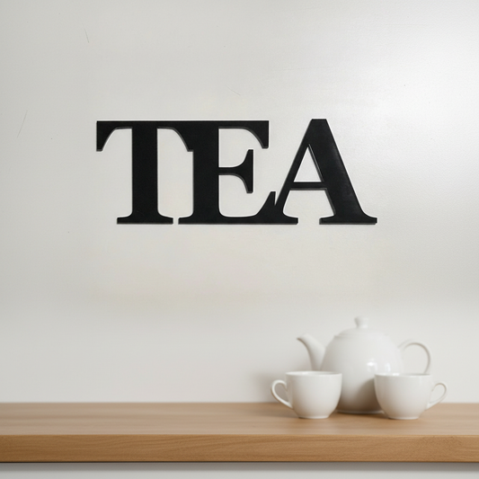 TEA Sign Black on White Kitchen Wall Hamptons