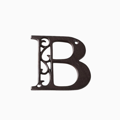 The Renmy Store Homewares & Gifts black cast iron letter B with a decorative hollowed-out European retro design.