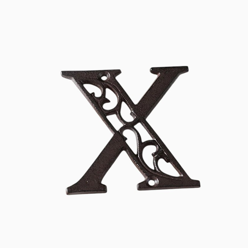 The Renmy Store Homewares & Gifts black cast iron letter X with a decorative hollowed-out European retro design.