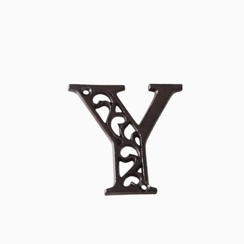 The Renmy Store Homewares & Gifts black cast iron letter Y with a decorative 3D hollowed-out European retro design.