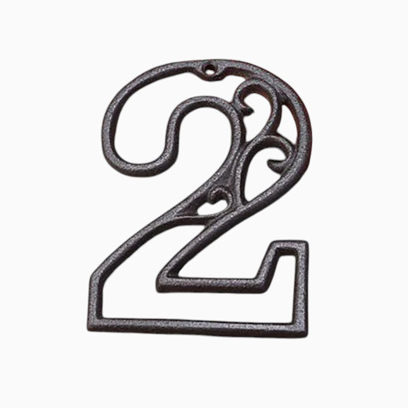 The Renmy Store Homewares & Gifts black cast iron number 2 with a decorative hollowed-out European vintage design.